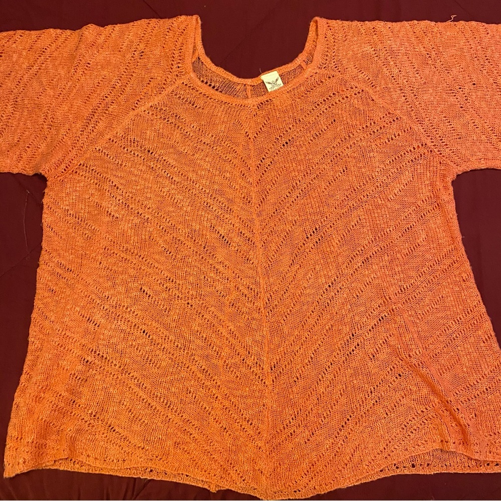 Coral Open Weave Sweater